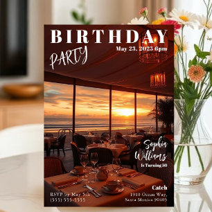 Magazine Cover Beach Birthday Invitation