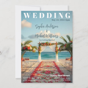 Magazine Cover Beach Wedding Invitation