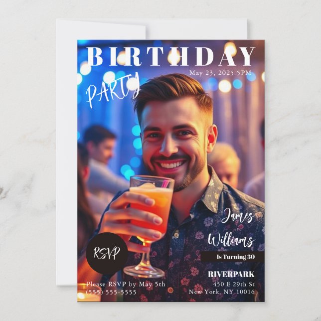 Magazine Cover Birthday Invitation (Front)
