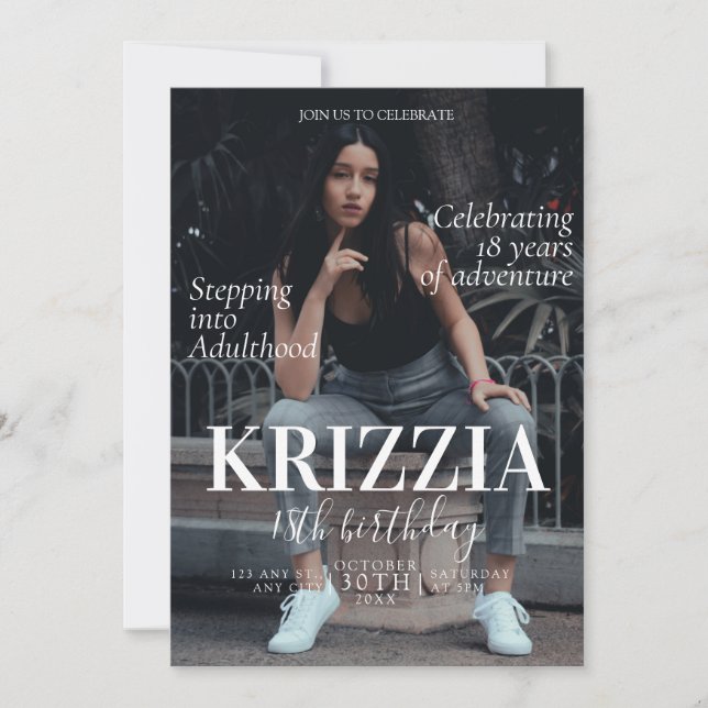 Magazine Cover Birthday Invitation Card (Front)