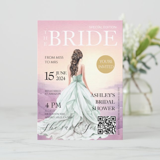 Magazine Cover Bridal Shower Invitation (Standing Front)