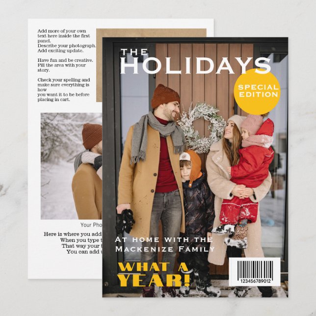 Magazine Cover Christmas Personalised Holiday Card (Front/Back)