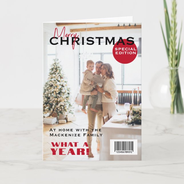 Magazine Cover Christmas Personalised Holiday Card (Front)
