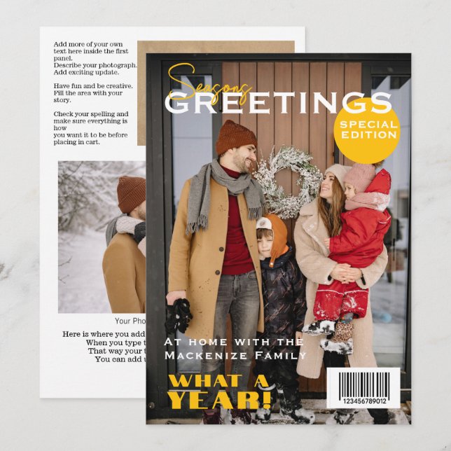Magazine Cover Christmas Personalised Holiday Card (Front/Back)