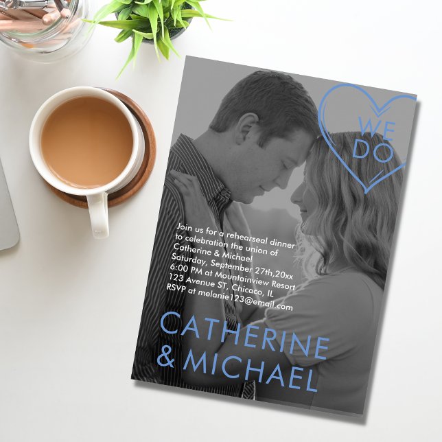 Magazine Cover Dark Photo Modern Minimalist Blue Invitation (Creator Uploaded)