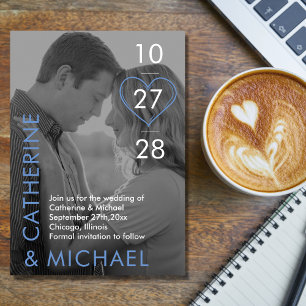 Magazine Cover Dark Photo Modern Minimalist Blue  Save The Date