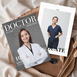Magazine Cover Doctor Graduation Party Photo Invitation