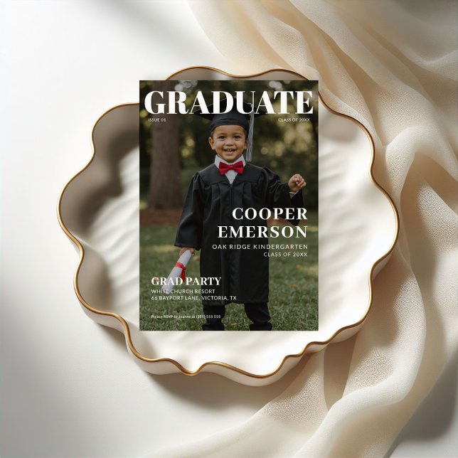 Magazine Cover Kindergarten Graduation Party Invitation (Creator Uploaded)