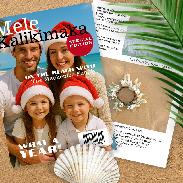 Magazine Cover Mele Kalikimaka Family Personalised Holiday Card (Magazine Cover Mele Kalikimaka Family Personalized Holiday Card by Ricaso. Fun novelty Hawaii style
)