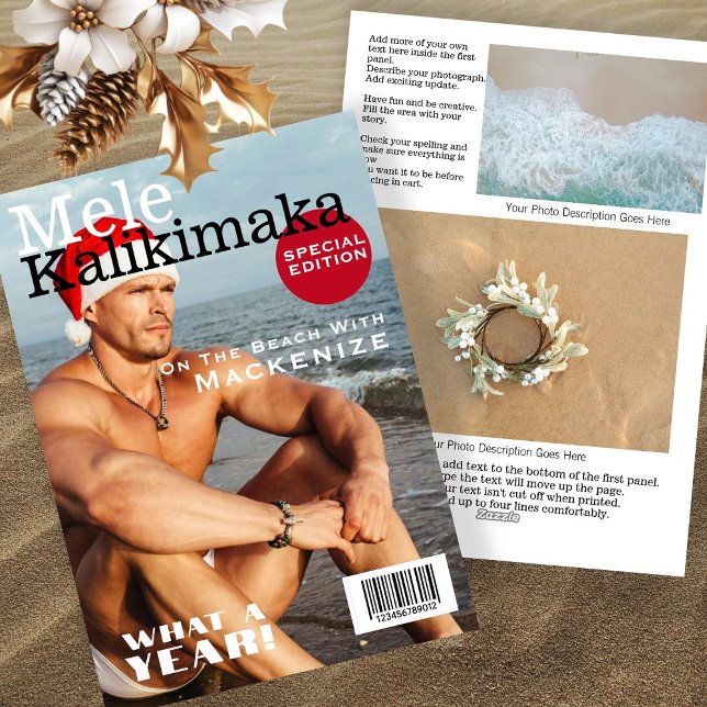 Magazine Cover Mele Kalikimaka Personalised Holiday Card (Magazine Cover Mele Kalikimaka Personalized Holiday Card by Ricaso. Fun Hawaii Christmas cards)