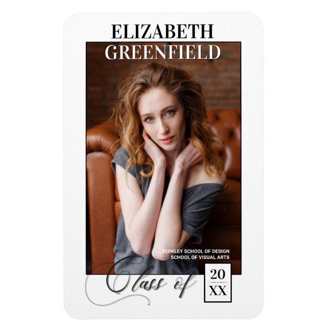 Magazine Cover Modern Graduation Announcement Magnet (Vertical)