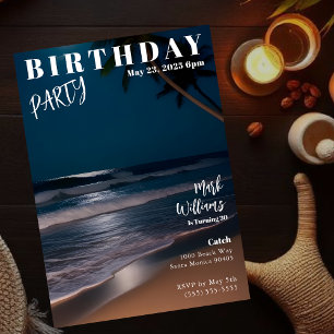 Magazine Cover Moonlight Beach Birthday Invitation