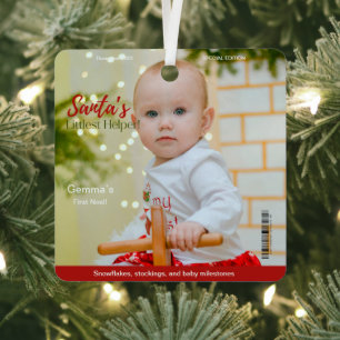 Magazine Cover My First Christmas Milestone Metal Tree Decoration
