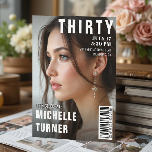 Magazine Cover Photo 30th Birthday Party Invitation