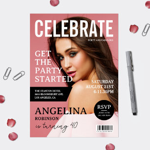 Magazine Cover Photo Birthday Party Invitation