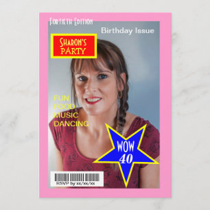 Magazine Cover Photo Birthday Party Invites