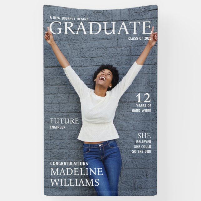 Magazine Cover Photo Graduation Banner (Vertical)