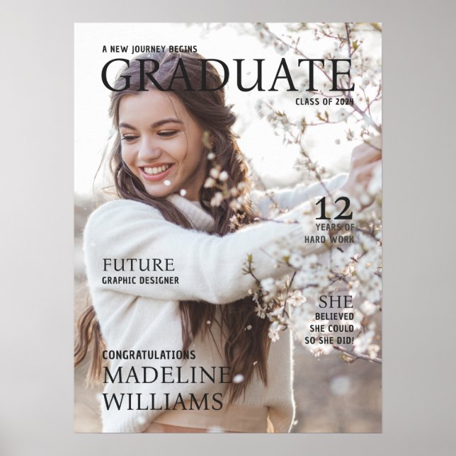 Magazine Cover Photo Graduation Poster (Front)