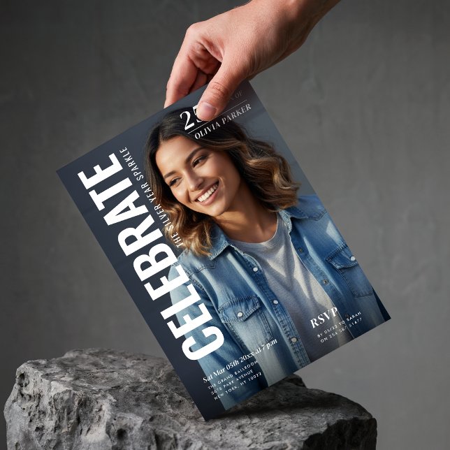 Magazine Cover Photo Milestone 25th Birthday Party Invitation (Creator Uploaded)