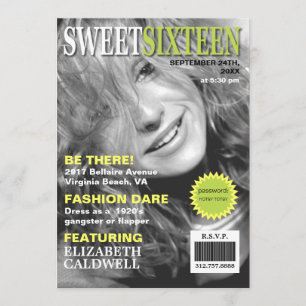 Magazine Cover Photo Sweet Sixteen Birthday Invite