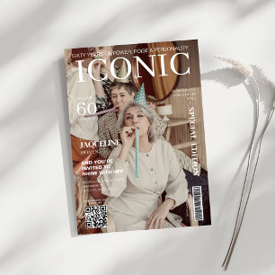 Magazine cover qr code 60th Birthday party Invitation