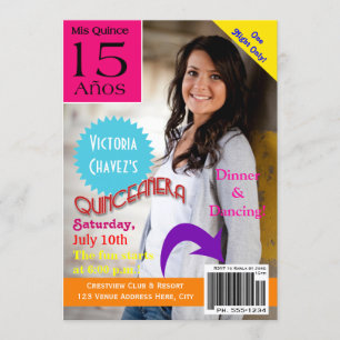 Magazine Cover Quinceanera 15th Invitation