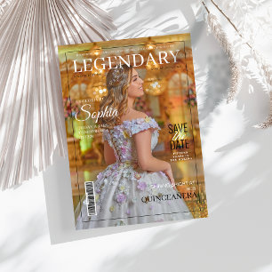 Magazine Cover Quinceanera Save The Date Invitation