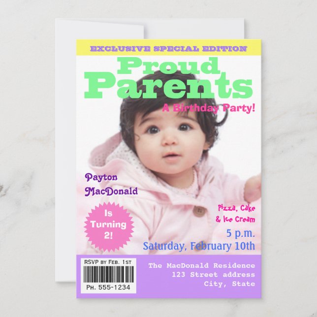 Magazine Cover Style 2nd Birthday Party Invitation (Front)