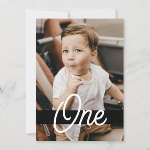 Magazine Cover Style Black Photo Boy 1st Birthday Invitation