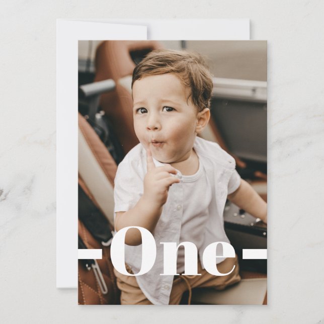 Magazine Cover Style Blue Photo Boy 1st Birthday Invitation (Front)