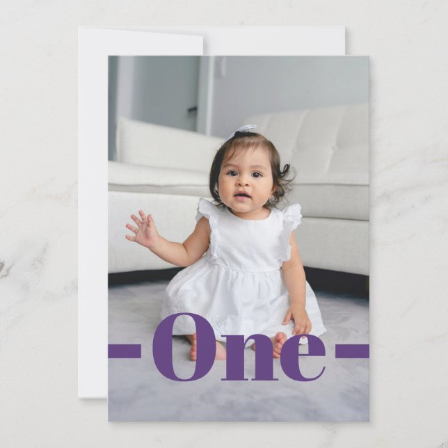 Magazine Cover Style Purple Photo 1st Birthday Invitation (Front)