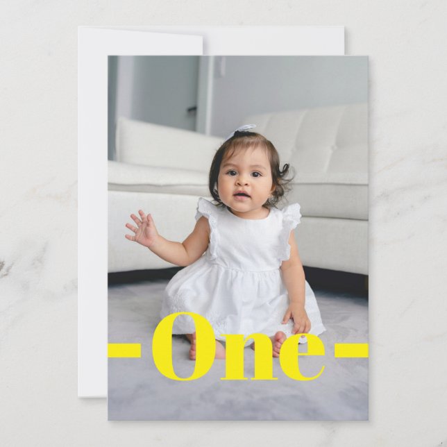 Magazine Cover Style Yellow Photo 1st Birthday Invitation (Front)