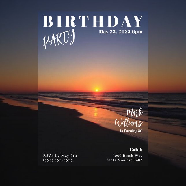 Magazine Cover Sunset Beach Birthday Invitation (Magazine Cover Sunset Beach Birthday Invitation
)