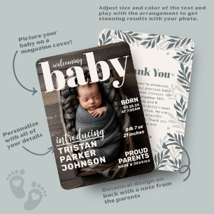 Magazine Cover Trendy Birth Announcement