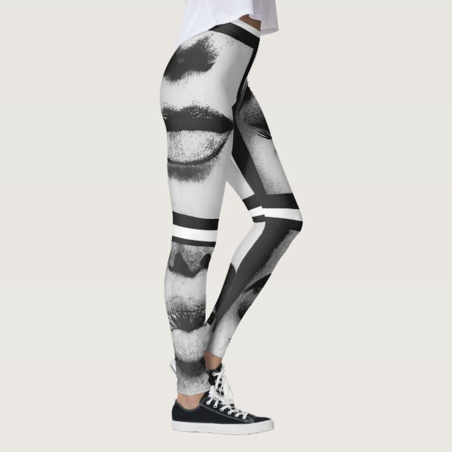 Magazine cover woman figure face leggings (Right)