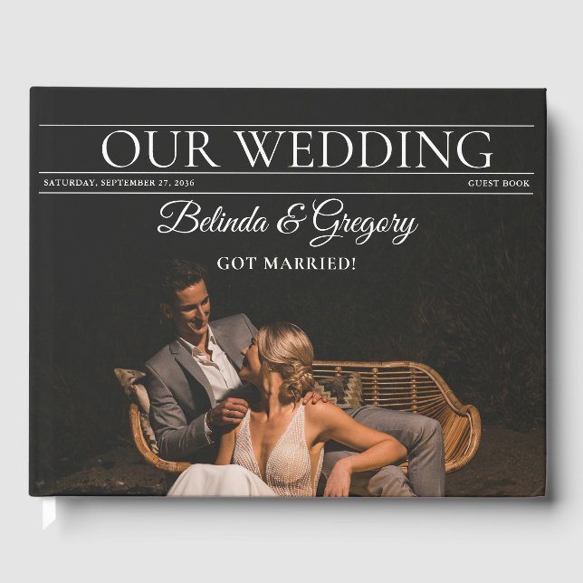Magazine Editorial Newspaper Photos Wedding  Guest Book (Front)