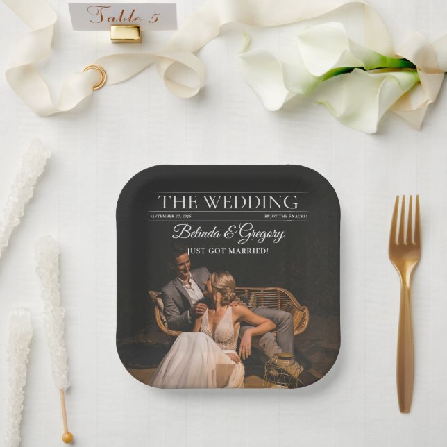 Magazine Editorial Newspaper Photos Wedding  Paper Plate (Wedding)