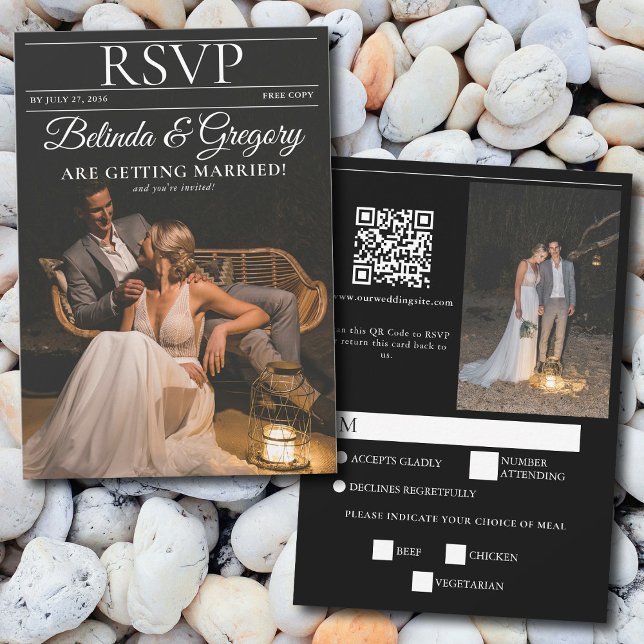 Magazine Editorial Newspaper Photos Wedding  RSVP Card (Magazine Editorial Newspaper Photos Wedding RSVP Card)