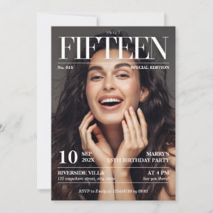 Magazine Editorial Newspaper Sweet 15 Photo Invitation