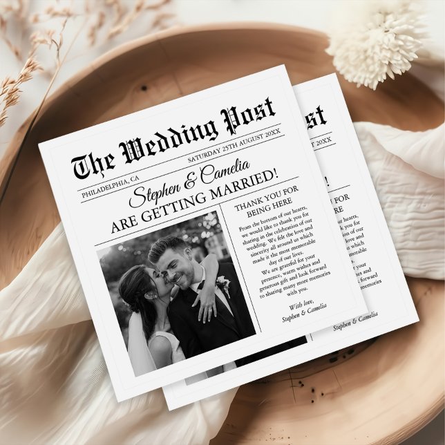 Magazine Editorial Newspaper Wedding Photo Napkin (Creator Uploaded)