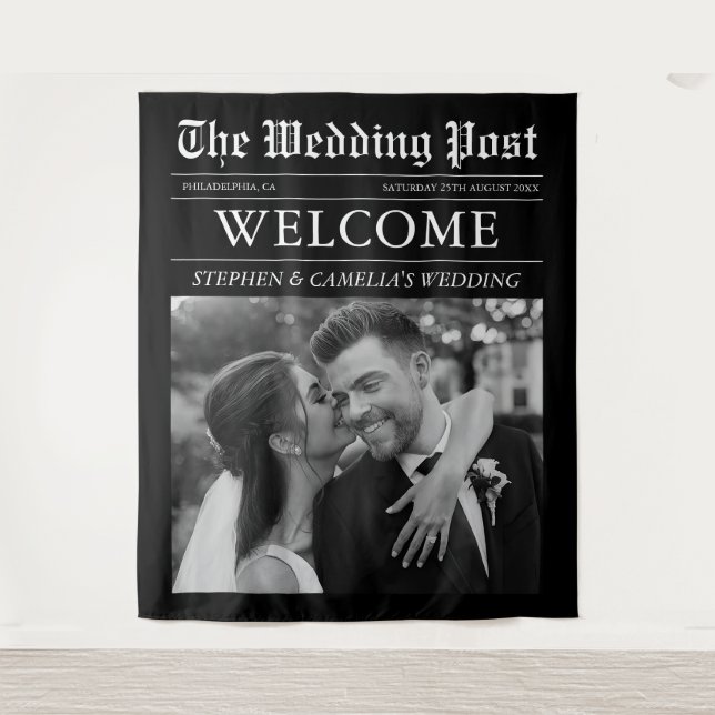 Magazine Editorial Newspaper Wedding Photo Tapestry (Front)