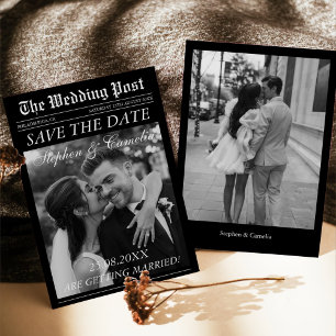 Magazine Editorial Newspaper Wedding Save the Date Invitation