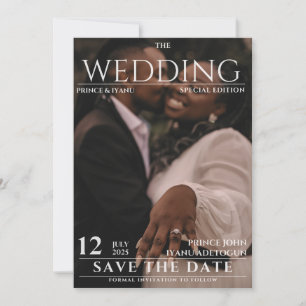 Magazine Editorial Newspaper Wedding Save the Date Invitation