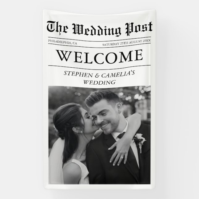 Magazine Editorial Newspaper Wedding Welcome Sign (Vertical)
