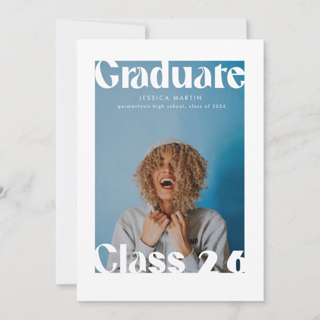 Magazine Inspired Cover Bold Grad Announcement (Front)