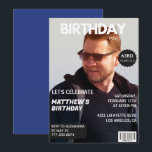 Magazine Navy blue Photo Funny 63rd birthday Invitation<br><div class="desc">Magazine Navy blue Photo Funny 63rd birthday Invitation</div>