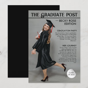 Magazine newspaper graduation invitations announce