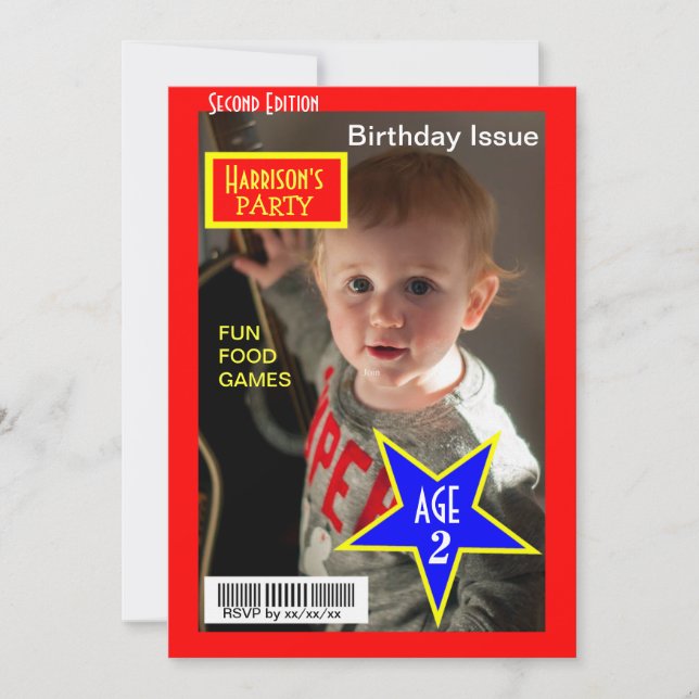 Magazine Photo Birthday Party Invites (Front)