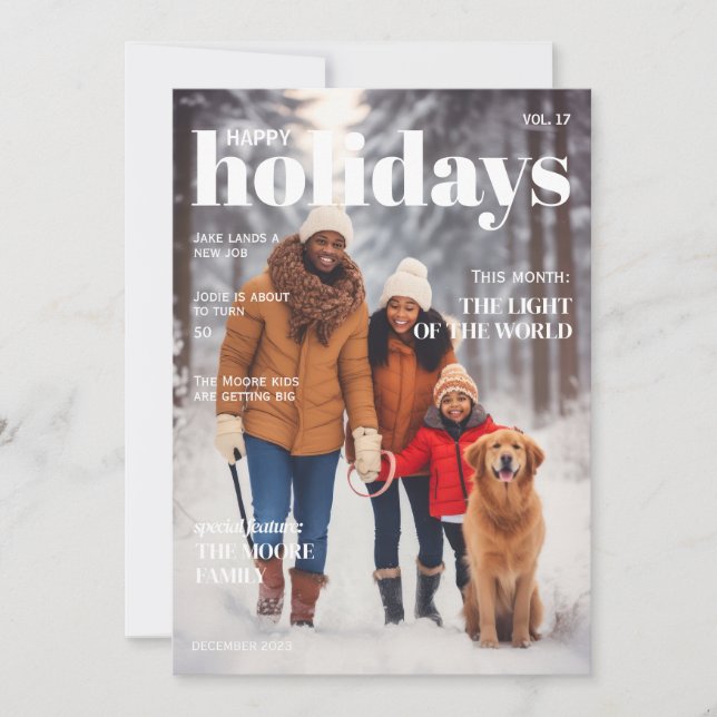 Magazine Style Holiday Card- Top Title (Front)