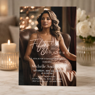 Magazine Style Rose Gold 50th Birthday Invitation